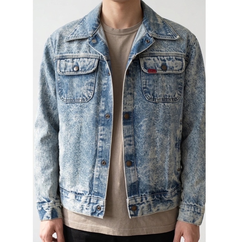 Vintage Big Smith‎ Denim Jacket Acid Wash Light Denim Unisex See Measurements